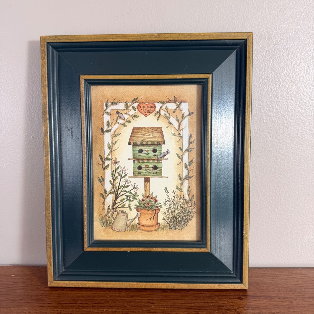 Linda Spivey Birdhouse Series Framed Print Welcome Friends Cottagecore Wall Art - Picture 2 of 11